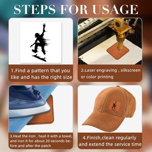 Patchs de chapeau en similicuir personnalisés en gros avec étiquette tissée de logo patchs en cuir pour chapeaux de camionneur tissu vêtements adhésif <span class=keywords><strong>réparation</strong></span> - Product Image 4
