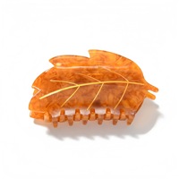 Liwu Nouvelle Pince à Cheveux Rétro en Acétate Motif Feuille Couleur Écaille de Tortue