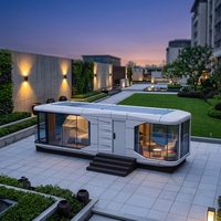 Capsule spatiale intelligente préfabriquée, module modulaire de luxe, mini-villa mobile, cabane en acier personnalisée pour complexe hôtelier et camping