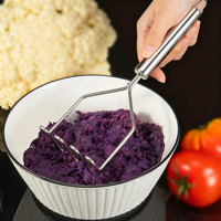 Handmatige roestvrijstalen aardappelstamper keukengereedschap voor restaurant en thuisgebruik, geschikt voor avocado, bonen, salade, groenten, fruit en vlees.