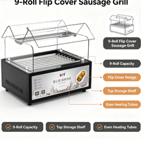 Grille à hot-dogs professionnelle HD-9LSK-2 à 9 rouleaux, à couvercle rabattable, pour comptoir, machine à snacks pour les magasins de proximité