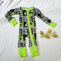 Vêtements en gros de Chine - Combinaison de nuit pour bébé à double fermeture éclair, motif animal de dessin animé et floral, pour Halloween