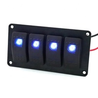 Interrupteur à bascule pré-câblé 4 gangs à double LED 5 broches ON-OFF SPST avec panneau en aluminium