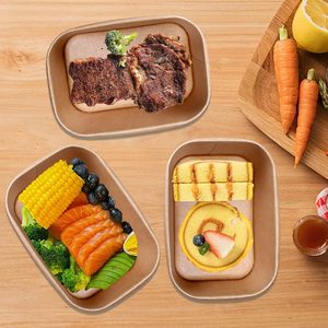 Bol octogonal en papier kraft jetable personnalisé avec logo, directement de l'usine, pour camping, épaissi, pour salade et fruits - Product Image 4