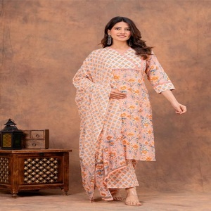 Ensemble Kurti 3 pièces imprimé floral très demandé avec dupatta, ensemble Kurta en coton en gros avec dupatta, costume de soirée imprimé de créateur - Product Image 4
