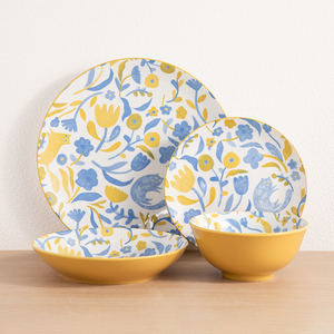 Service de vaisselle en céramique pour 4 personnes, motif chat de dessin animé et fleurs, assiettes et bols colorés pour la maison, restaurant, vente en gros, logo personnalisé - Product Image 1