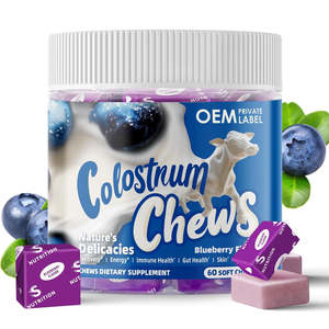 Bonbons gommeux au colostrum naturel d'animaux nourris à l'herbe, supplément probiotique, zinc et vitamine C pour la santé des cheveux, de la peau et de l'intestin, pour adultes et femmes - Product Image 1