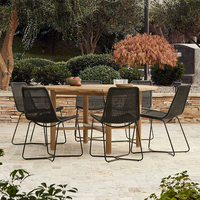 Table de salle à manger extérieure moderne en bois, prix usine, idéale pour les terrasses de restaurants et les projets de mobilier commercial pour cafés