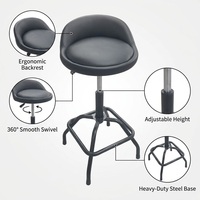 Chaise de bar industrielle robuste en cuir avec base métallique, tabouret de travail ergonomique pivotant avec cadre en acier réglable pour atelier et clinique