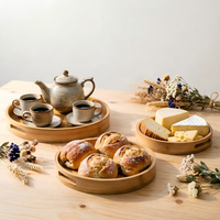 Plateau à thé en bambou créatif, moderne et durable avec doubles poignées pour bureau, salon, pâtisserie et services à thé domestiques – Vente en gros