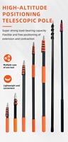 Perche télescopique professionnelle robuste pour le nettoyage des panneaux solaires, tige d'extension en aluminium avec verrous à bascule rouges