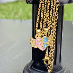 Regalo per la <span class=keywords><strong>migliore</strong></span> amica dolce sorella AAA zircone Micro ali pavimentate rosa blu smalto cuori <span class=keywords><strong>migliore</strong></span> <span class=keywords><strong>amico</strong></span> BFF collana - Product Image 5