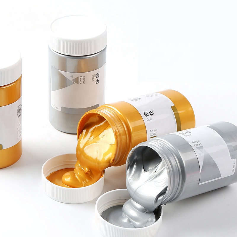 Нетоксичная золотистая Серебристая акриловая краска для художника, 300 мл