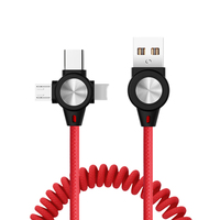 Cable de Carga Rápida Retráctil 3 en 1 con Resorte, Cable USB Múltiple para Teléfono Móvil, Micro USB Tipo C, Cargador para Impresora