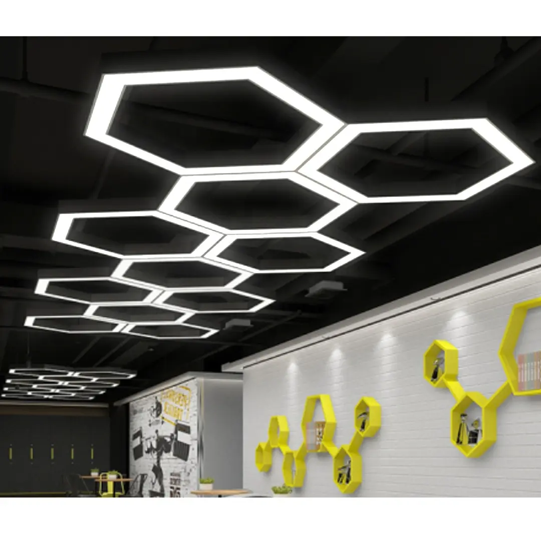 六角形LED屋内装飾ペンダントライトジムショップ照明リビングダイニングルームオフィススタディ & バーハンギングランプ