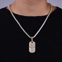 Collier pendentif croix personnalisé pour hommes, pendentif en Zircon 14k plaqué or, style militaire, chien, avec jésus, personnalisé