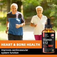 OEM Vitamine B12 Gouttes Liquide Sublinguales 5000mcg Suppléments de Méthyle et Méthylcobalamine pour Femmes et Hommes, Booster d'Humeur et d'Énergie