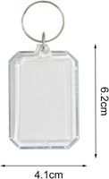 Lote al por mayor de 100 llaveros rectangulares de acrílico transparente para fotos, en blanco, para personalización OEM