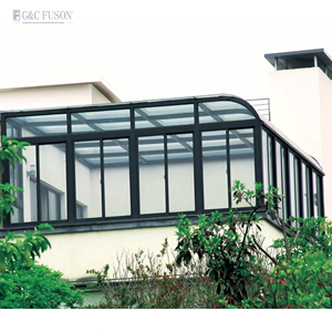 Fuson Manufactory Wholesale Modern Prefab Sun Rooms Solarium Insulated <strong>Glass</strong> Lowe Prefabricated Wood Grain Sunroom - Product Image 4