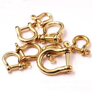 Твердый латунный металлический брелок с кожаным ремнем с кольцом D с винтовым крюком - Product Image 4