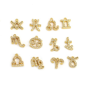 Ciondolo Zodiacale CZ7987 di Alta Qualità, Mini Charm Astrologico con Micro Pavé di Zirconi, Piccolo Ciondolo Oroscopo per Regalo di Compleanno - Product Image 1