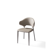 Chaise de salle à manger en cuir PU véritable, luxe moderne, pieds en acier inoxydable, structure en métal, chaises rembourrées