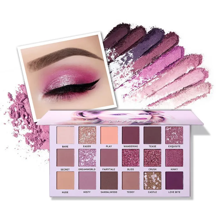 18 Color Desert Rose Eyeshadow Pallet Smoky Rose Glitter Make Up Eye Shadow Palette Customize