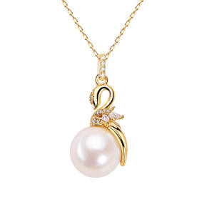 สร้อยคอจี้หงส์เงินแท้ 925 ระดับไฮเอนด์จาก Zhuji ประดับมุกน้ำจืดแท้ พร้อมสายคล้องคอและจี้มุก - Product Image 5