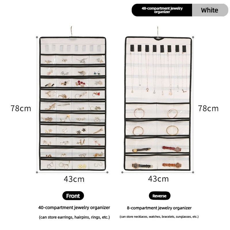 Sac à bijoux avec 48 compartiments - blanc
