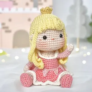 Personalizado 100% algodón Amigurumi patrón ganchillo suave princesa bebé regalo conjunto tejido relleno ganchillo juguete bolsas embaladas-regalo para niños