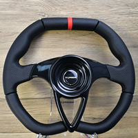 TIYPEOR 350mm Volant à la dérive modifié Volante en cuir chromé à rayons Volant de sport classique pour jeu PC