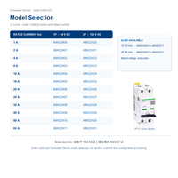 Disjoncteur Schneider MCB Acti9 Pro IC65 IC65N 2P D3A D4A N/H 1P-4P 1A-80A C 6kA 400V A91ND203 A91ND204 Original et Neuf