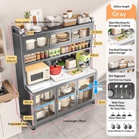 Meuble de rangement de cuisine en pierre frittée, buffet multi-niveaux sur pied avec portes, organisateur pour micro-ondes, casseroles et bols