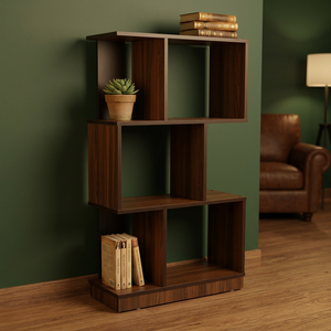 Étagère murale/de plancher en bois en laiton AK de couleur noyer avec de grandes étagères Étagère utilitaire artisanale pour la décoration intérieure de la maison/bureau - Product Image 1