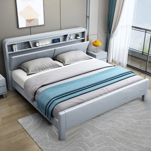 Letto Matrimoniale Moderno di Lusso in Rovere con Struttura Solida Intagliata a Mano e Contenitore, Ideale per Camere da Letto e Ambienti Domestici - Product Image 1