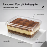 Boîte d'emballage en plastique acrylique PS transparente, qualité alimentaire, conteneur de stockage recyclable, logo personnalisé