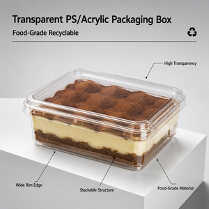 Transparent PS Acrylic Plastic Packaging Box Food Grade <b>Recyclable</b> Storage <b>Container</b> Custom Logo - Product Image 2