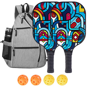 Paleta de Pickleball de Fibra de Vidrio con Núcleo de Carbono, Antideslizante, para Deportes al Aire Libre, Playa, con Mochila y Pelotas - Product Image 1