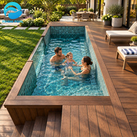 Piscine hors sol en fibre de verre avec jacuzzi et spa, idéale pour la famille et les enfants, avec mosaïque décorative, 20 pieds x 40 pieds, pour la maison et le jardin