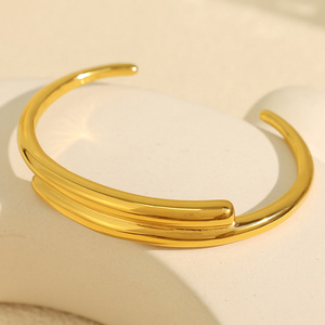 Bracelet ouvert de style européen américain plaqué or 18 carats, design géométrique, bijoux pour femmes - Product Image 3