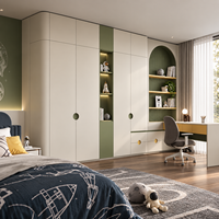 Armoire de chambre d'enfant de style italien moderne avec bureau d'étude et étagère, design mural écologique, grand rangement, modulaire et personnalisable