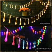 Guirlandes lumineuses solaires rechargeables à LED blanc chaud en forme de goutte d'eau, 8 modes, intérieur/extérieur, jardin, décoration de fête de Noël