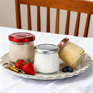 צנצנת זכוכית ריקה עגולה לסיטונאות, בצורת קן ציפור, בנפחים של 150 מ\\\"ל, 200 מ\\\"ל, 280 מ\\\"ל, 380 מ\\\"ל, עם מקל הגשה ומכסה אלומיניום. - Product Image 5