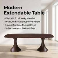 Table à manger extensible en placage de noyer de luxe moderne, fabrication chinoise, service OEM ODM, couleur personnalisée, écologique, imperméable