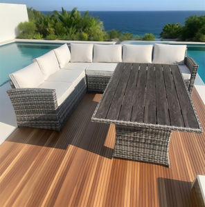 Ensemble de meubles en rotin d'extérieur haut de gamme avec angles carrés | Coins dorés, couleurs et styles personnalisés pour les espaces de luxe - Product Image 3