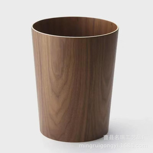 Wooden Trash Can Cylindrical Open Household Waste Bin For Home Office Living Room Bedroom Storage - Product Image 3