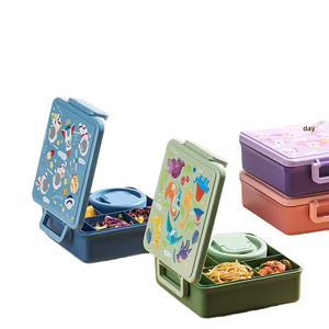Boîte à lunch bento portable pour étudiants avec four à micro-ondes, étanche, écologique, style dessin animé, couvercle en plastique - Product Image 1