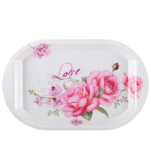 Ensemble de plateau de service avec poignée en <span class=keywords><strong>bambou</strong></span> japonais imprimé personnalisé avec motif de <span class=keywords><strong>fleur</strong></span> verte pour présentation des aliments café thé repas déjeuner pâtisserie - Product Image 1
