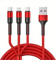Câbles USB tressés en nylon 5A pour charge rapide, 3-en-1, micro USB, type C, chargeur de données, câble de synchronisation