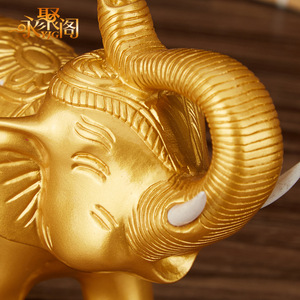 Ornamenti personalizzati oro elefante figurine di animali in resina artigianato per disegno - Product Image 3
